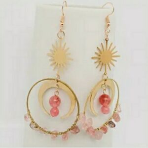 Crystals hoop dangling earrings